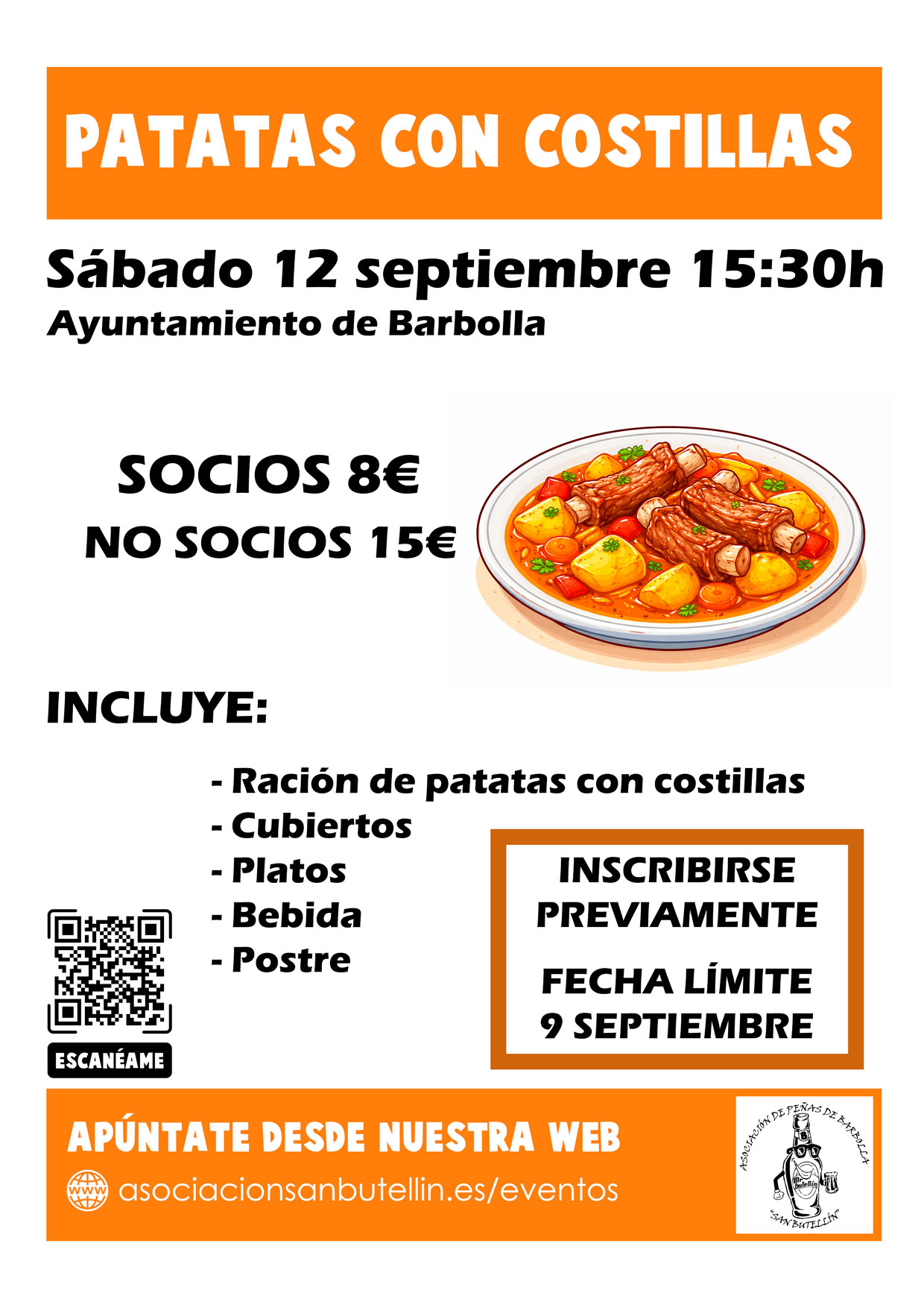 Patatas con costillas - Fiestas septiembre 2026